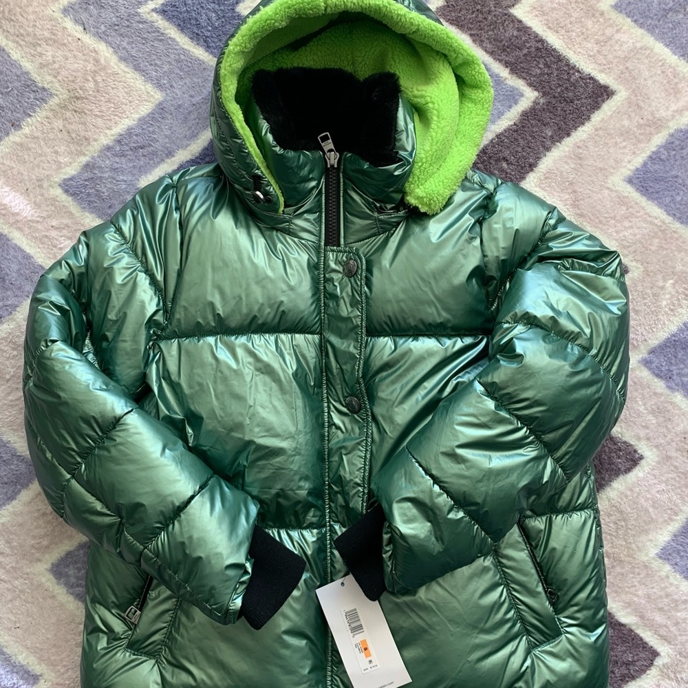 Green Metallic Bubble Coat
